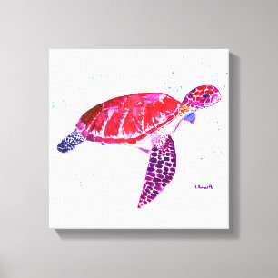 Sea turtle Beach Watercolor Ocean Under the Water  Canvas Print
