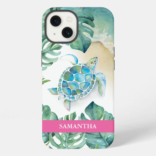 Sea Turtle Beachy Custom Phone Case (Back)