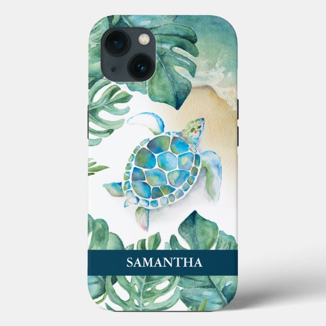 Sea Turtle Beachy Custom Phone Case (Back)