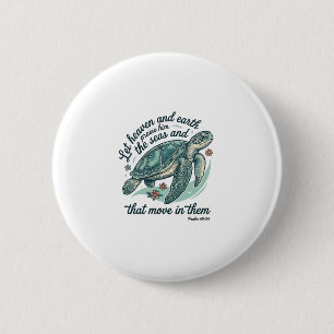 Sea Turtle Bible Verse Vintage Engraving Design_1 2 Inch Round Button