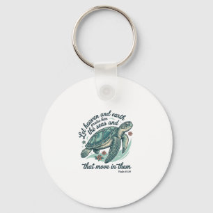 Sea Turtle Bible Verse Vintage Engraving Design_1 Keychain