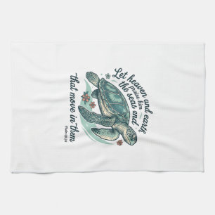 Sea Turtle Bible Verse Vintage Engraving Design_1 Kitchen Towel