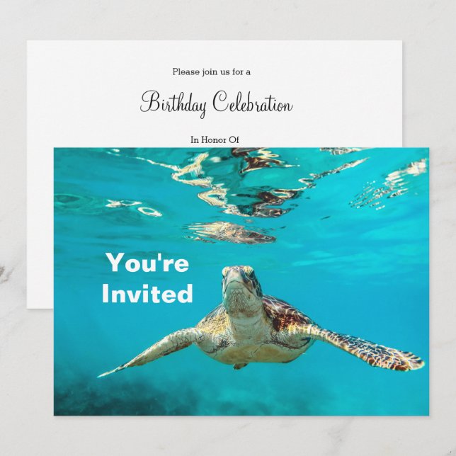 Sea Turtle Birthday Invitation (Front/Back)