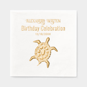 Sea Turtle Birthday Party Celebration #2 Name Date Foil Napkins