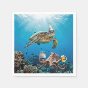 Sea Turtle Birthday Party with Octopus Napkin