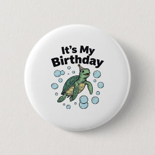 Sea Turtle Birthday Shirt Design_1 2 Inch Round Button