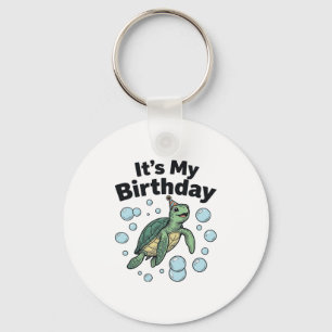 Sea Turtle Birthday Shirt Design_1 Keychain