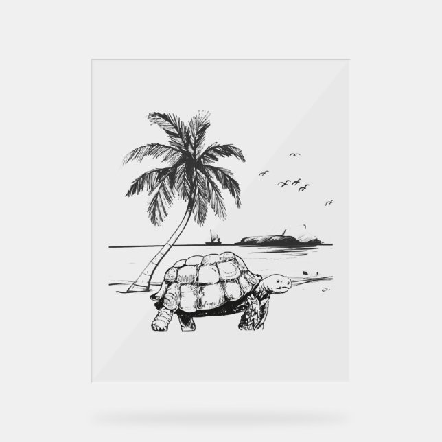 Sea Turtle blue camo Acrylic Sign (Front)