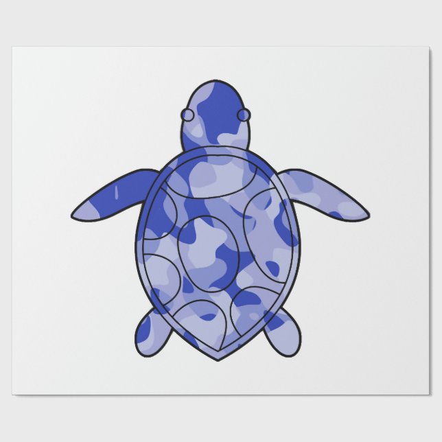 Sea Turtle blue camo Wrapping Paper (Flat)