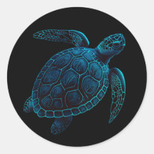 sea turtle, blue digital drawing 