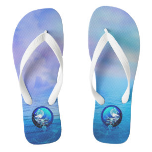 SEA TURTLE BLUE MOON RACE FLIP FLOPS
