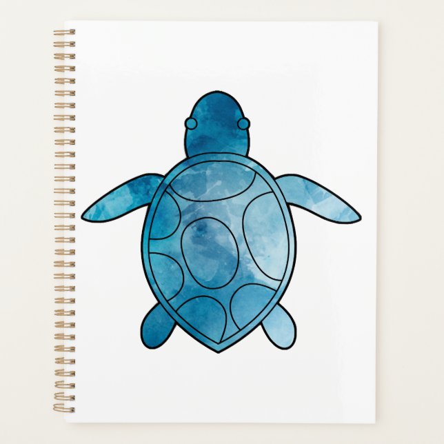 Sea Turtle blue watercolor Planner (Front)