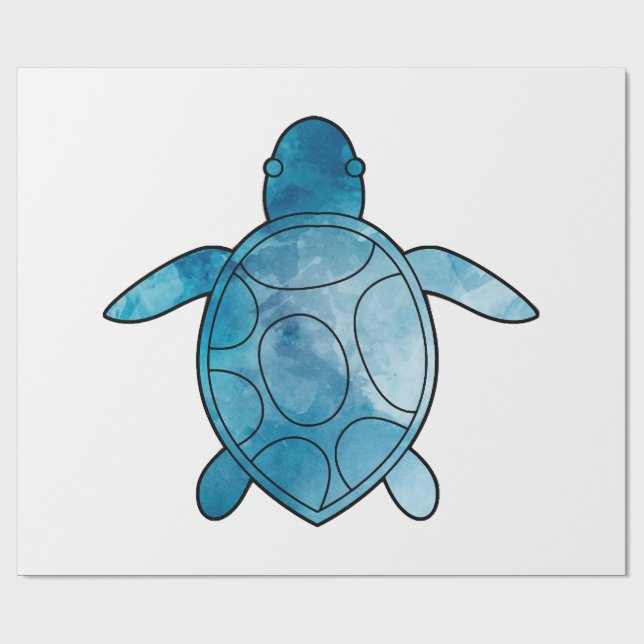 Sea Turtle blue watercolor Wrapping Paper (Flat)