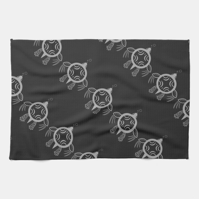 Sea Turtle Bubbles Kitchen Towel (Horizontal)