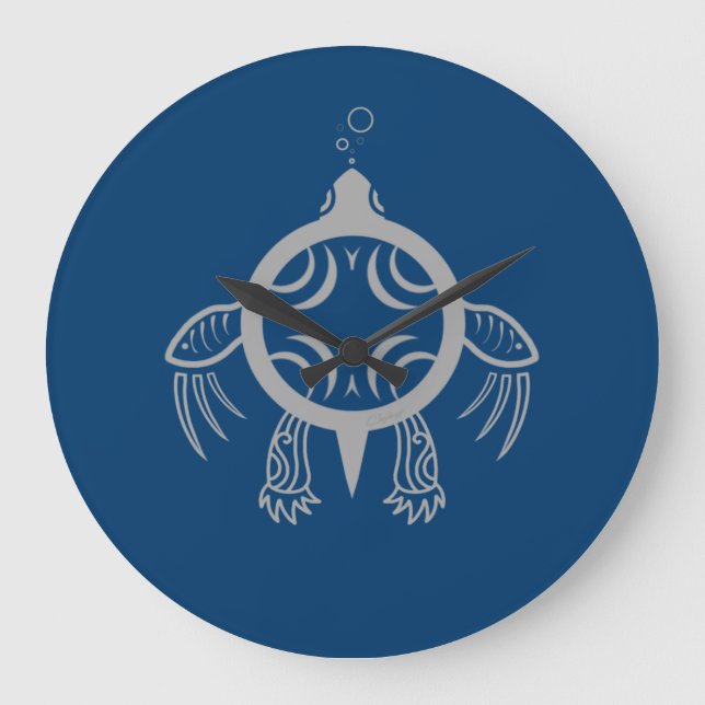 Sea Turtle Bubbles Large Clock (Front)
