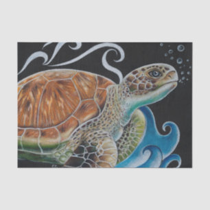 Sea Turtle Bubbles Wave Art Tissue Paper