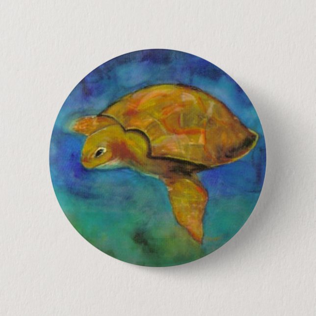Sea Turtle by Paula Atwell 2 Inch Round Button (Front)