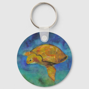 Sea Turtle by Paula Atwell Keychain
