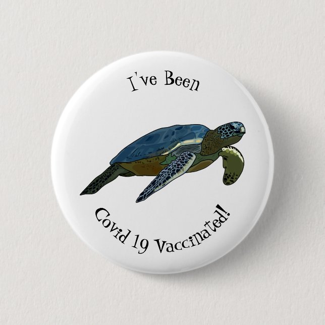 Sea turtle cartoon illustration 2 inch round button (Front)