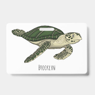 Sea turtle cartoon illustration badge