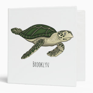 Sea turtle cartoon illustration  binder