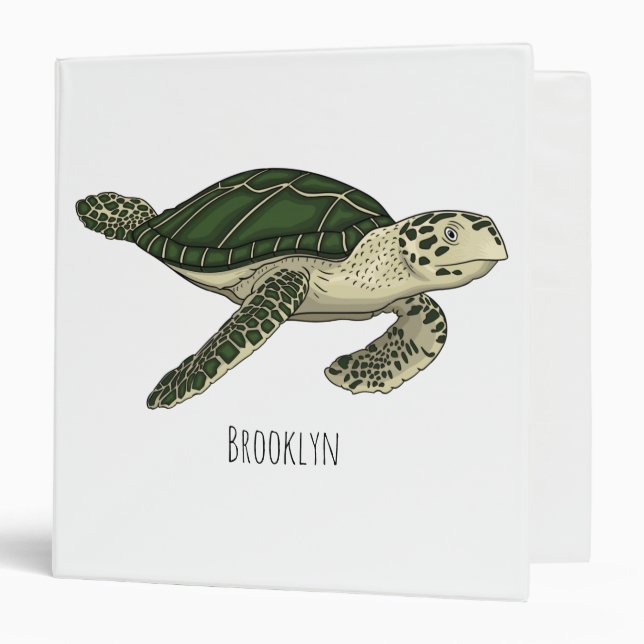Sea turtle cartoon illustration  binder (Front/Inside)