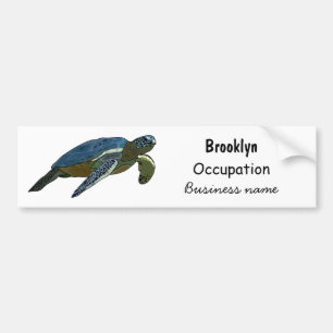 Sea turtle cartoon illustration bumper sticker