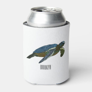 Sea turtle cartoon illustration can cooler