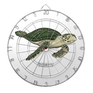 Sea turtle cartoon illustration dartboard