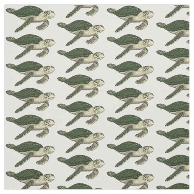 Sea turtle cartoon illustration fabric (Swatch)