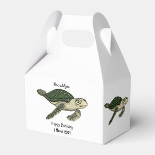 Sea turtle cartoon illustration favor box