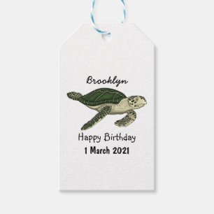 Sea turtle cartoon illustration gift tags