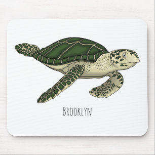 Sea turtle cartoon illustration  mouse pad