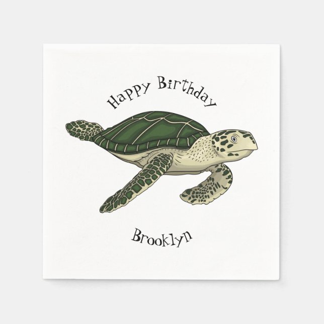 Sea turtle cartoon illustration  napkin (Front)
