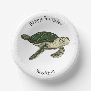 Sea turtle cartoon illustration paper plate