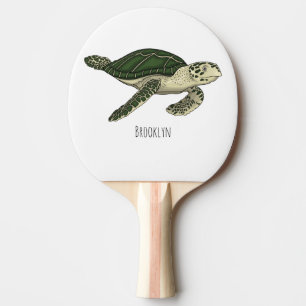 Sea turtle cartoon illustration ping pong paddle