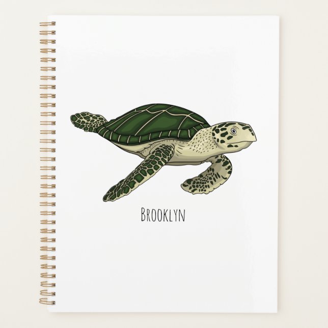 Sea turtle cartoon illustration  planner (Front)