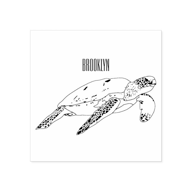 Sea turtle cartoon illustration rubber stamp (Imprint)