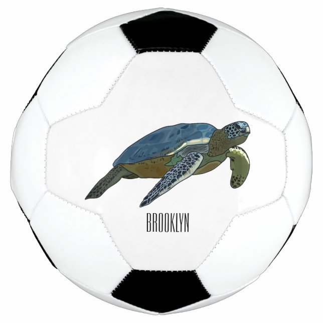 Sea turtle cartoon illustration soccer ball (Front)