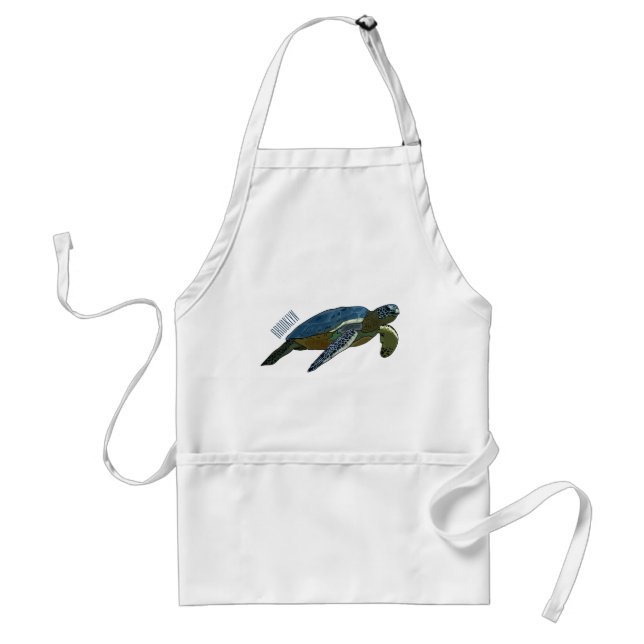 Sea turtle cartoon illustration standard apron (Front)
