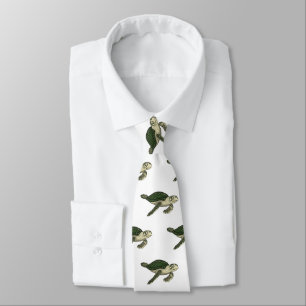 Sea turtle cartoon illustration tie