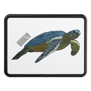 Sea turtle cartoon illustration trailer hitch cover