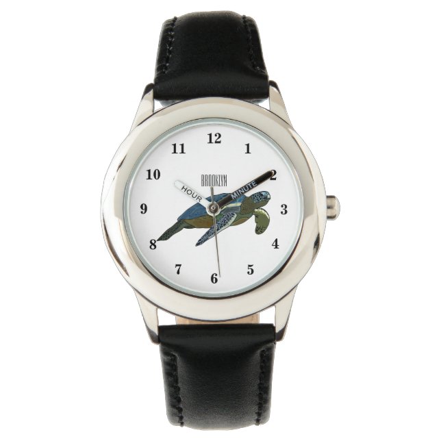 Sea turtle cartoon illustration watch (Front)