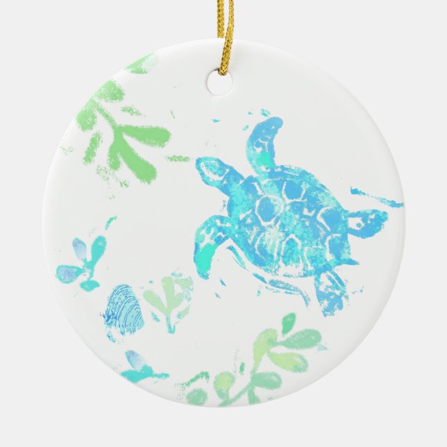 Sea Turtle  Ceramic Ornament (Front)