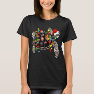 Sea Turtle Christmas Lights Santa Hat Merry Chris T-Shirt