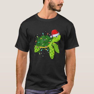 Sea Turtle Christmas Lights  Santa Hat Merry Chris T-Shirt