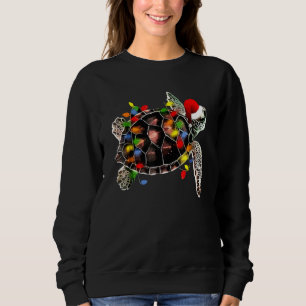 Sea Turtle Christmas Lights Santa Hat Merry Christ Sweatshirt
