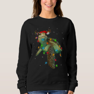 Sea Turtle Christmas Lights Santa Hat Merry Christ Sweatshirt