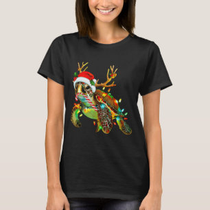 Sea Turtle Christmas Lights Santa Hat Merry Christ T-Shirt