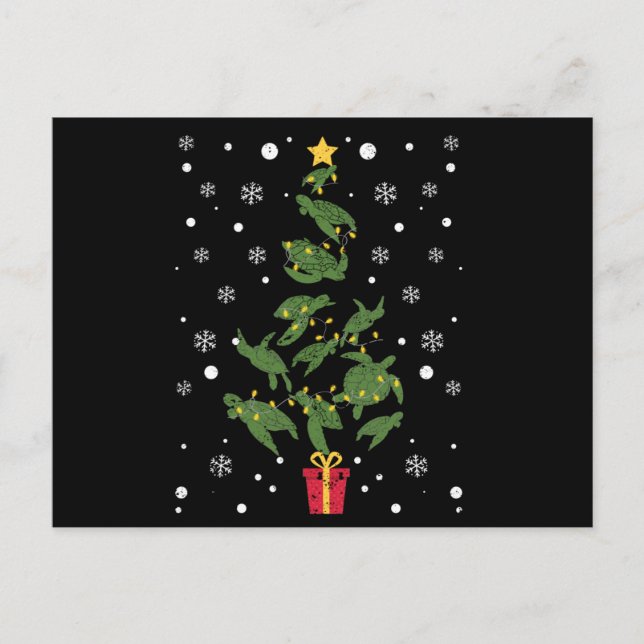 Sea turtle Christmas tree animal Xmas PJs Postcard (Front)